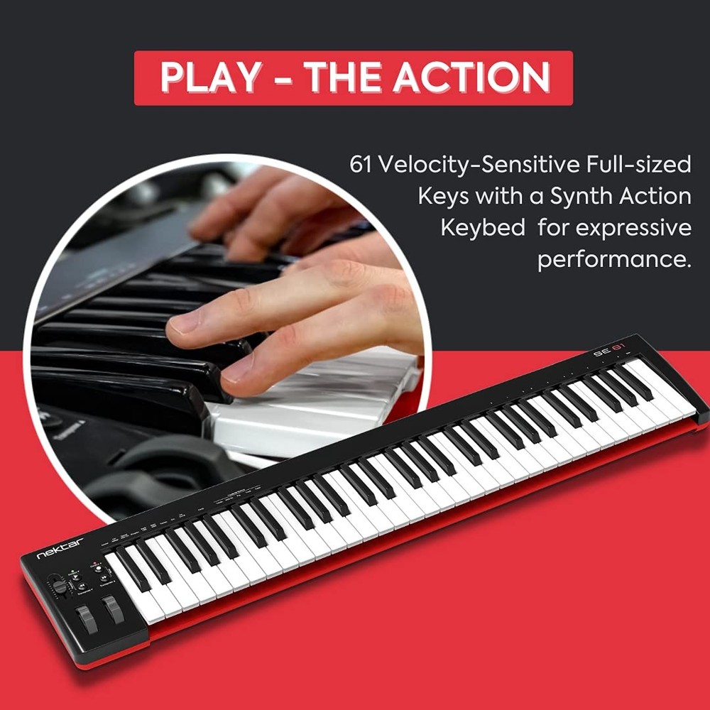 Nektar SE61 USB MIDI Controller Keyboard - Nektar DAW Integration, Black