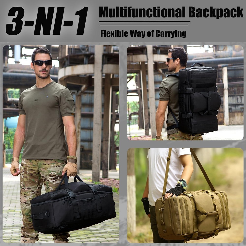 Protector Plus Waterproof Tactical Travel Backpack with 9-Pockets, Black Camo