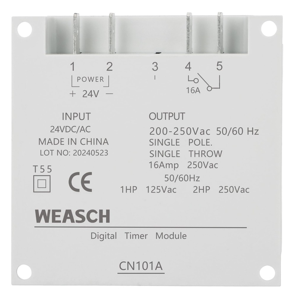 Weasch Timer Switch, CN101A, DC/AC 24V 16Amp, Digital LCD Power Gray
