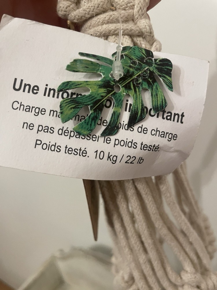 Macrame Hanging Plant Holder 8" Pot Boho Cottage Core NWT