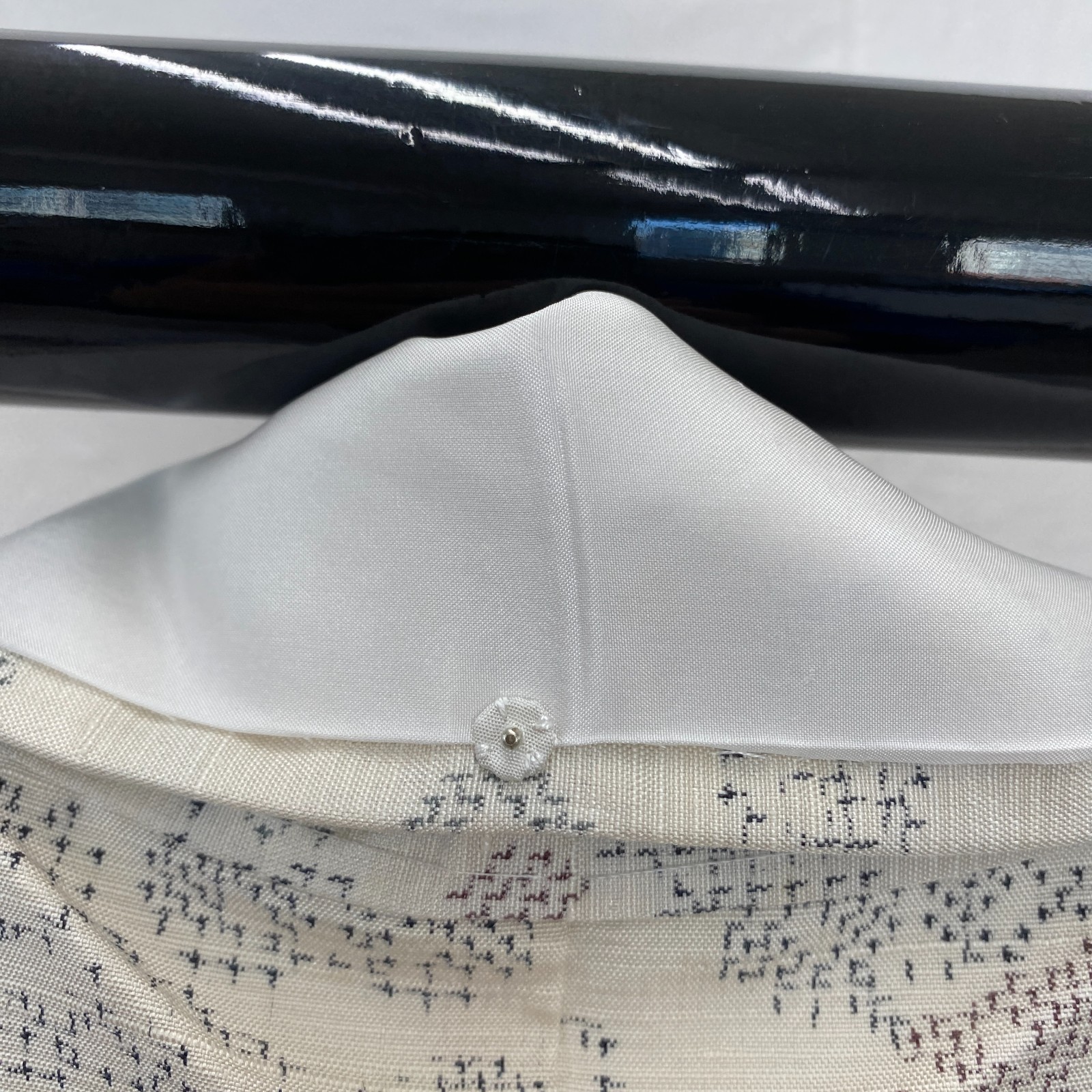 Japanese Vintage Kimono Silk White Oshima Traditional Authentic Length 61 in