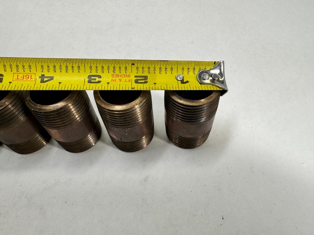 (5-PACK) Brass Nipple 1" NPT Schedule 40 x 2" Long, Thread Both Ends
