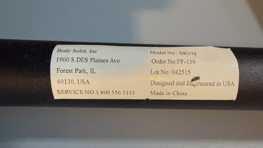 Pristine Body-Solid Power Rack Dip, Pull/Chin-Up, Plank Attachment (DR378)