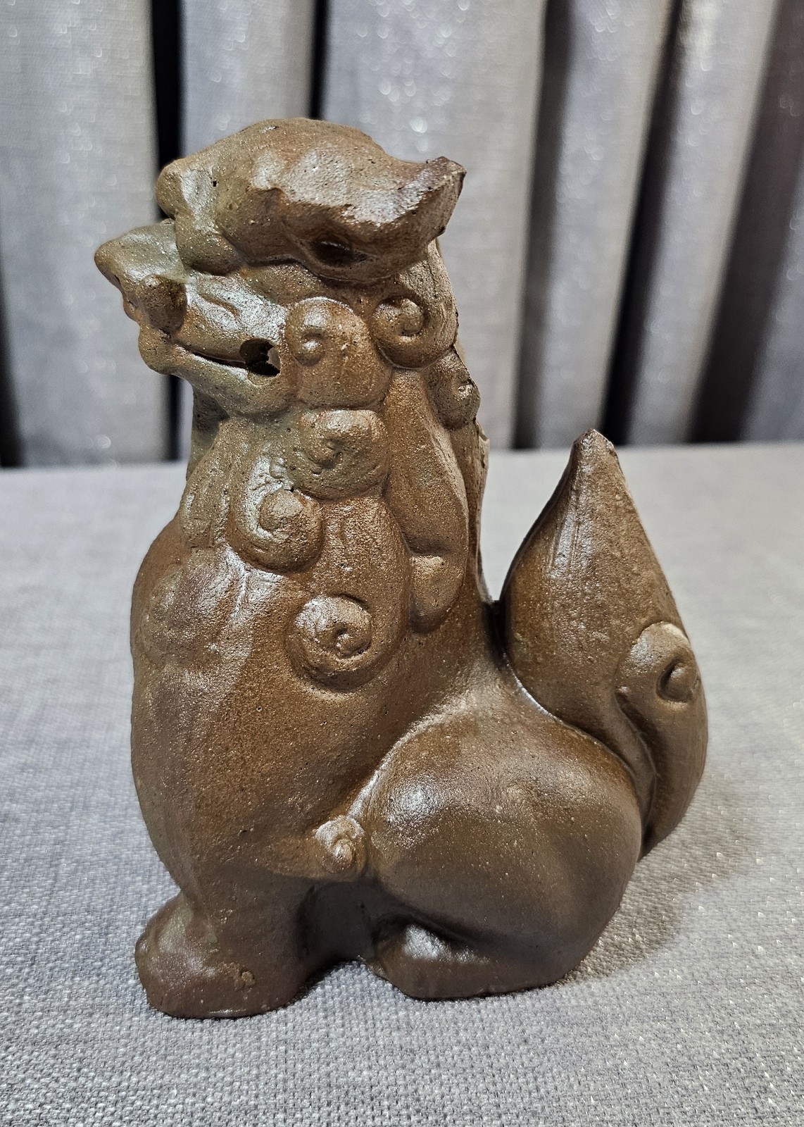 Japanese Ceramic Foo Dog Incense Burner Shisa Lion Figurine Feng Shui Decor 6"