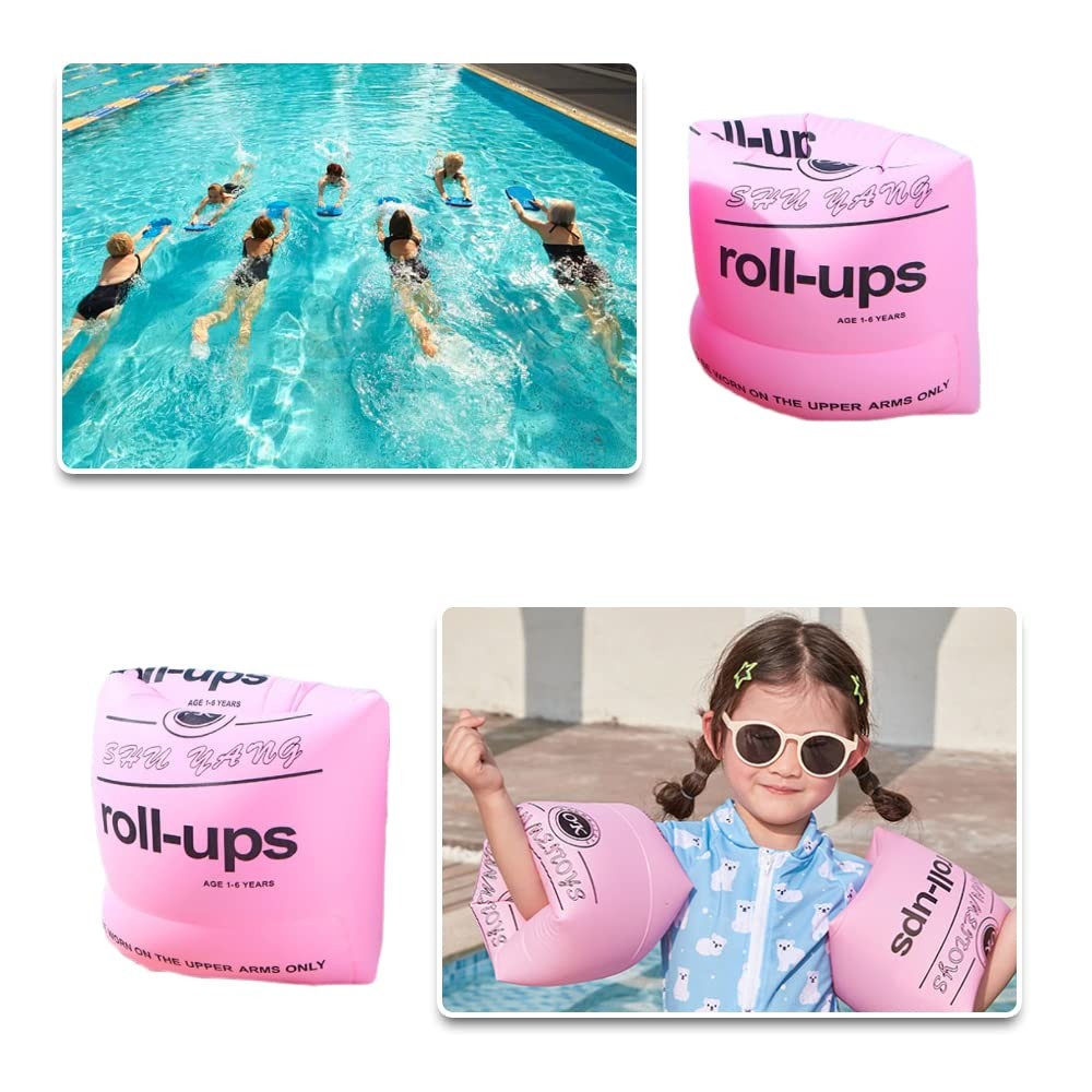 2 Pack Inflatable Swim Arm Bands,Adjustable Pool Floaties, Thickened Safety S...