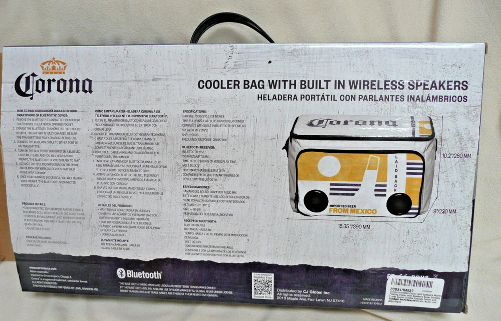 Corona 36 Can Soft Cooler with Built In Wireless Speakers Bluetooth