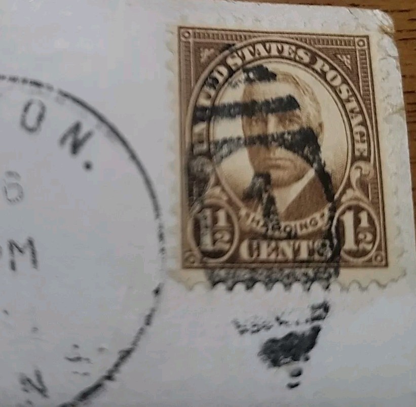 1 & 1/2 Cent Stamp Harding On A German Post Card / Torn Corner