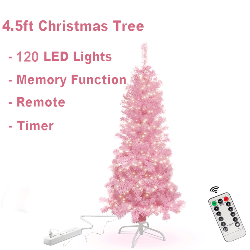 4.5ft / 7.5ft Pink Christmas Tree USB LED String Lights Decor with Remote Timmer