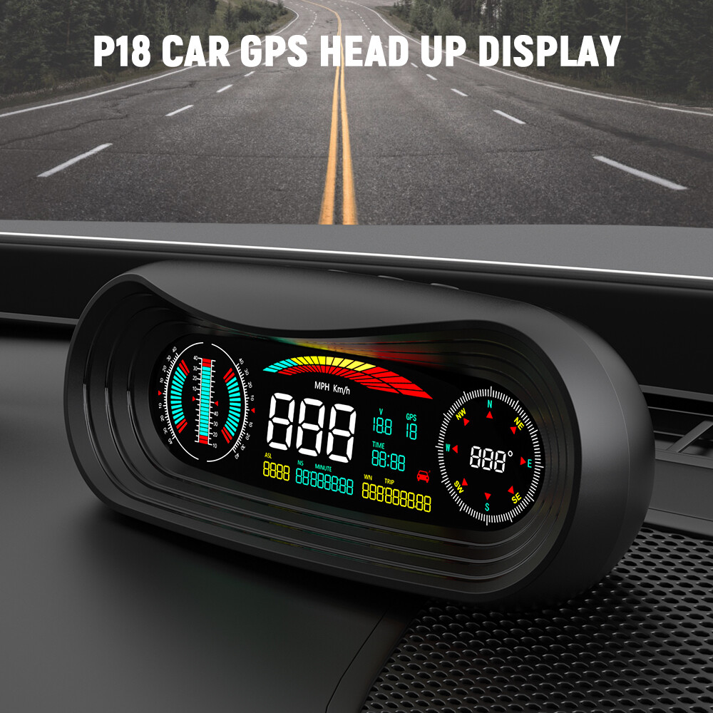 ANCEL P18 GPS Digital Speedometer Head Up Display Meter Compass High-precision