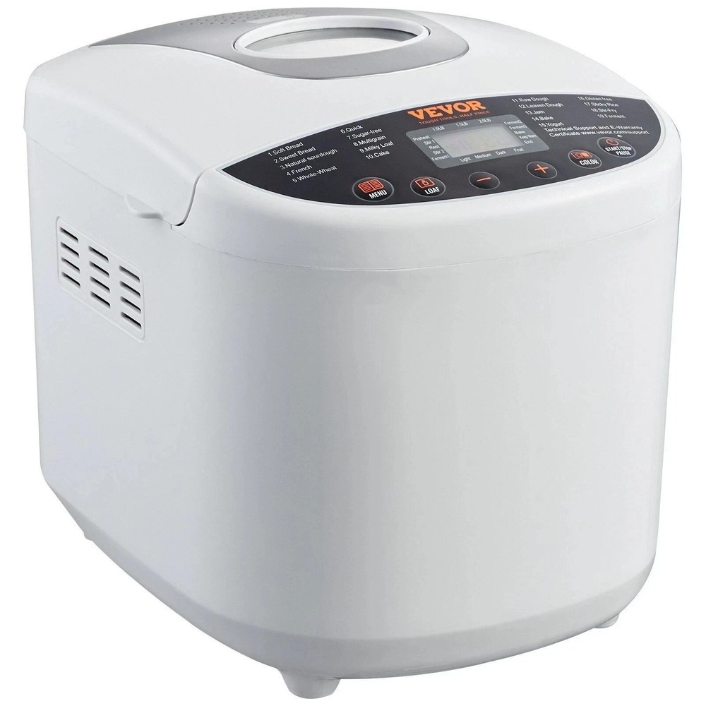 VEVOR 2LB 19-in-1 Bread Maker Automatic Compact Dough Machine Nonstick White