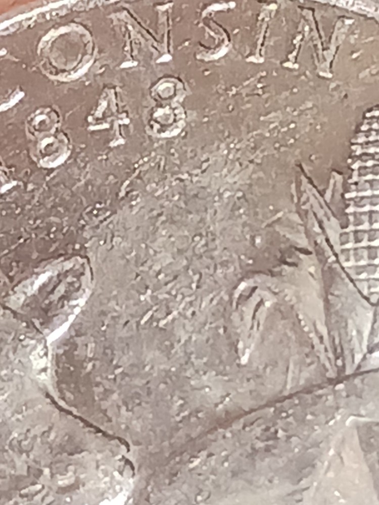 2004 P Wisconsin State quarter with leaf error, mint error 1st p mint leaf error
