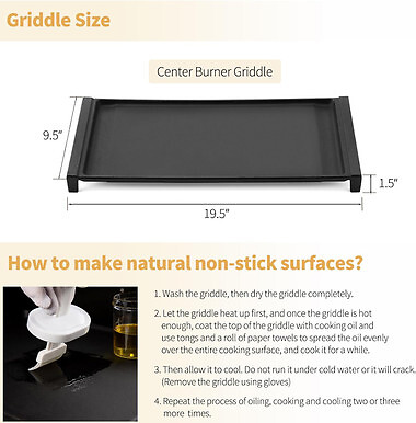 Griddle Compatible with GE Gas Stove Heavy Duty Cast Iron Center WB31X24738