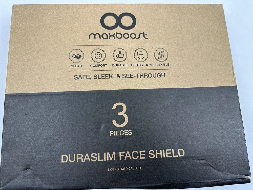 Maxboost Protective Face Shield - 3 Pack ( Size), DuraSlim Series Reusable Full