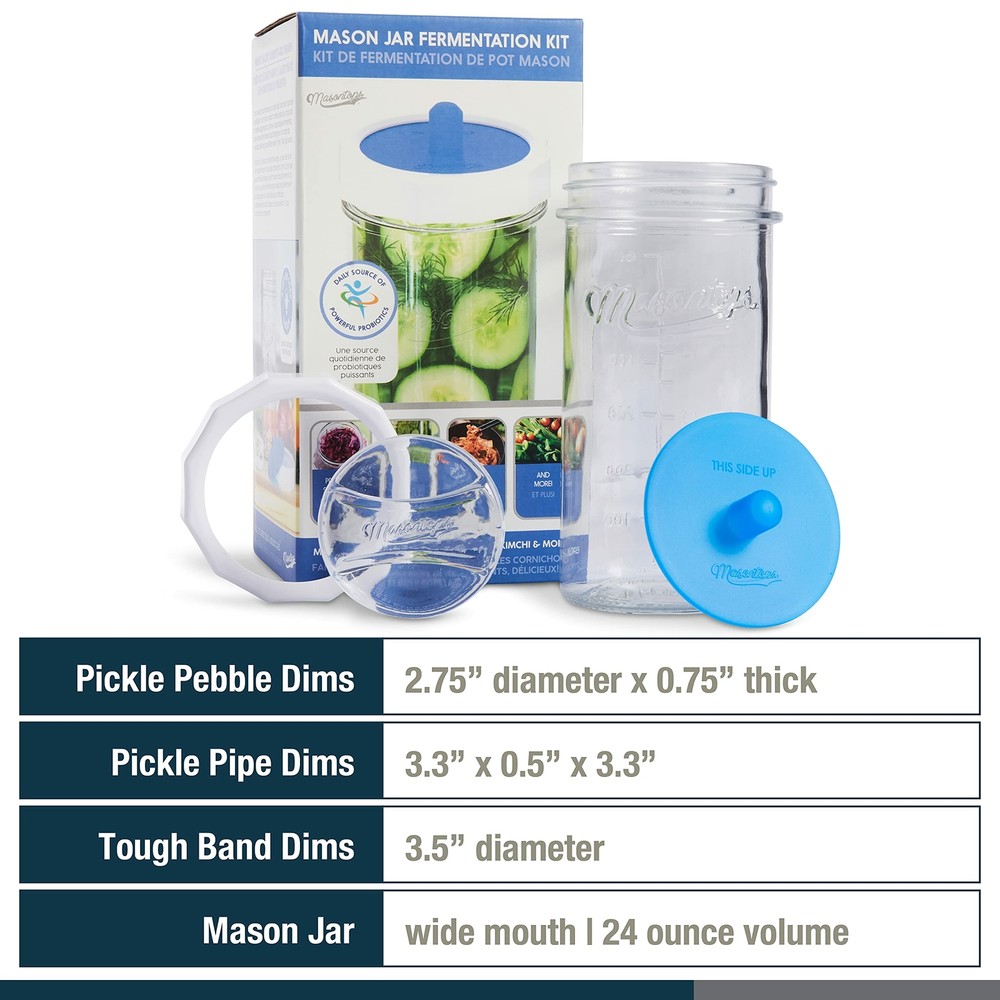 Masontops Mason Jar Fermentation Starter Set - Easy Vegetable Fermenting Set