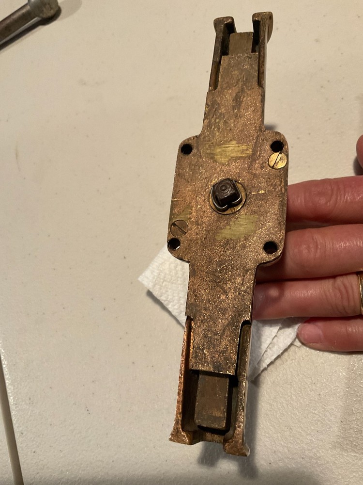 Antique Victorian Solid Brass Double Door Bolt Lock Set