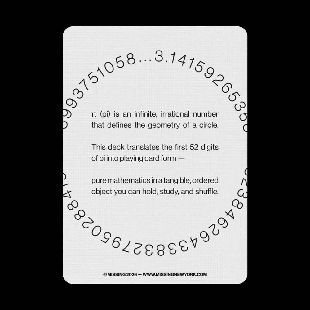 Pi Playing Cards by Missing New York