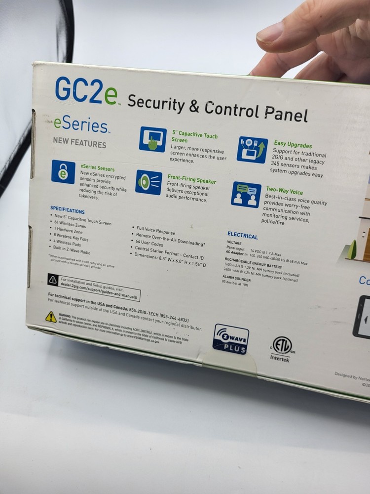 New 2GIG-GC2e-345 SECURITY SYSTEM CONTROL PANEL Zwave Plus Controller V1.21