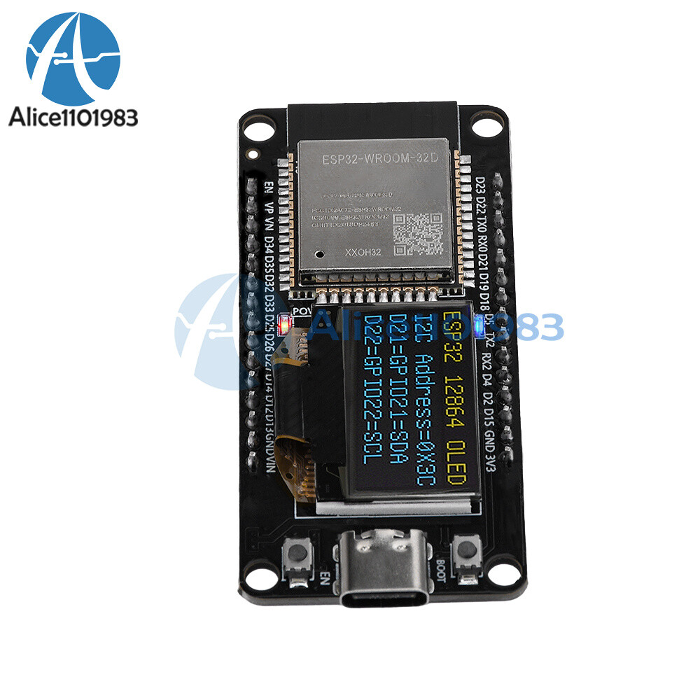 0.96" ESP32 ESP-WROOM-32D WIFI Bluetooth Development Board OLED CH340C Module
