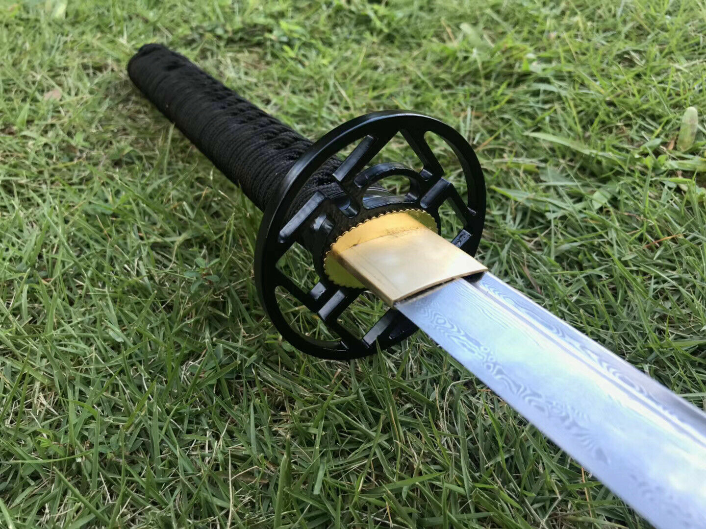 HANDMADE JAPANESE SAMURAI KATANA SWORD DAMASCUS FOLDED STEEL SHARP FULL TANG