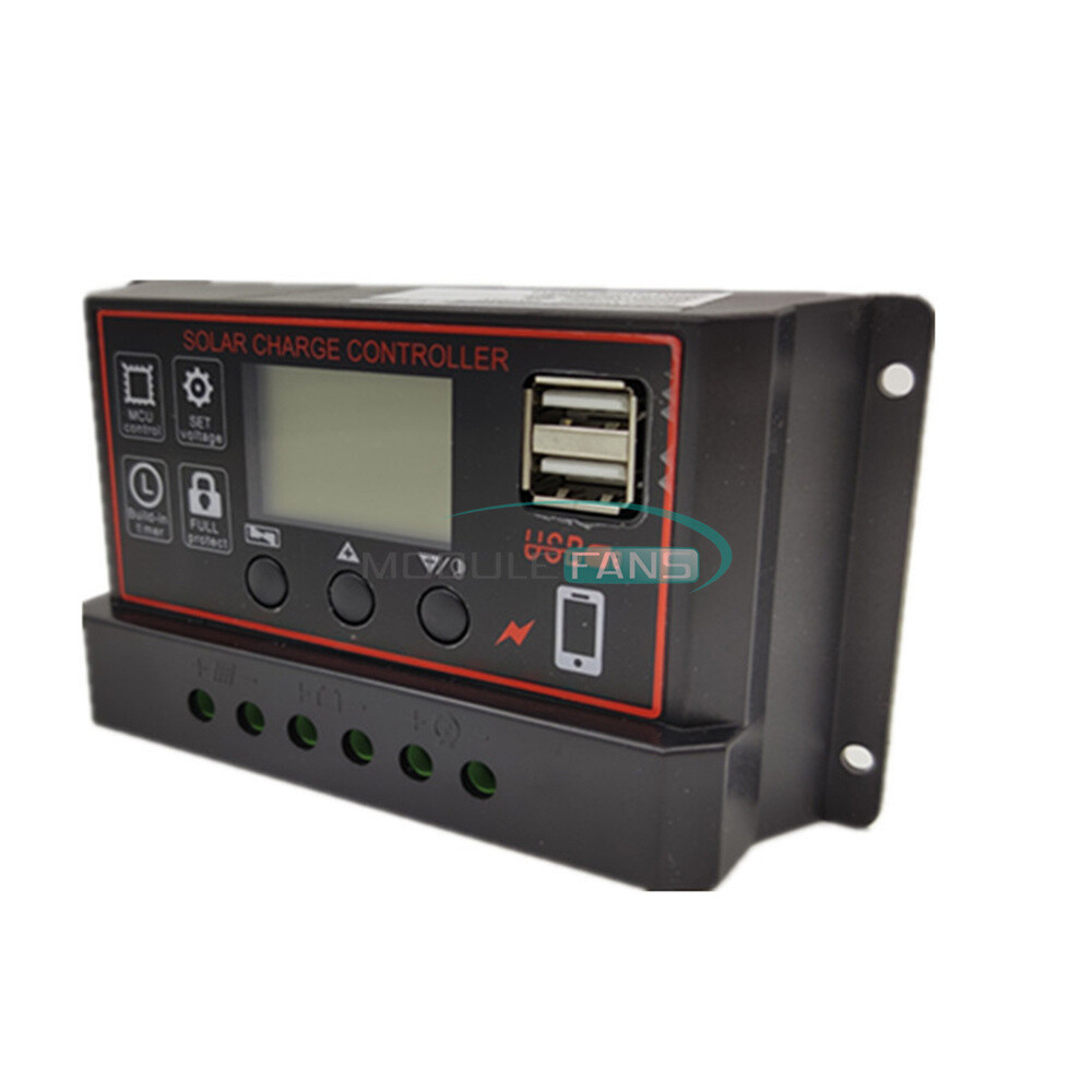 12/24V LCD Solar Charge Controller USB Output Auto Solar Time Controller Panel