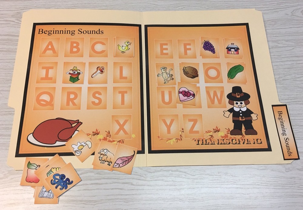Thanksgiving - File Folder Game - Activity Set - Beginning Sounds