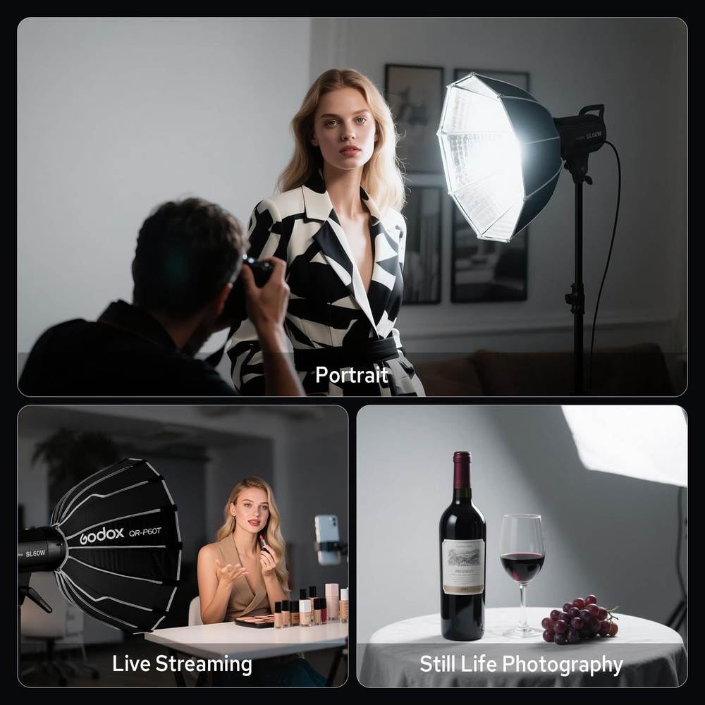 Godox SL60W LED Video Light Continuous Light with softbox+light stand For studio