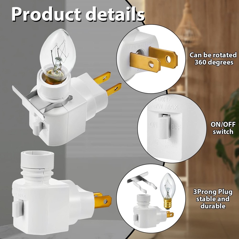 4 Sets Plug in Night Light 120V Lights into Wall Includes 7W white
