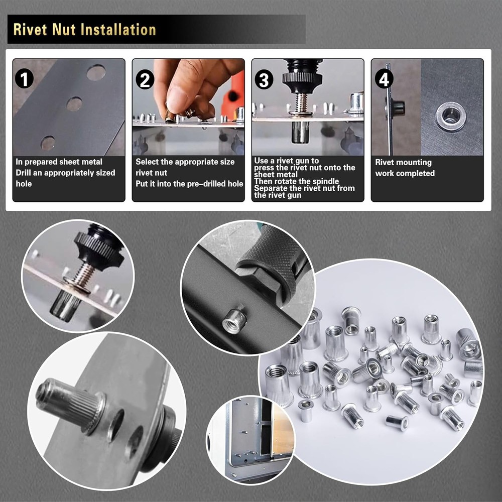 Pressure Rivet Nut Tool Kit, 430Pcs Metric Combination...