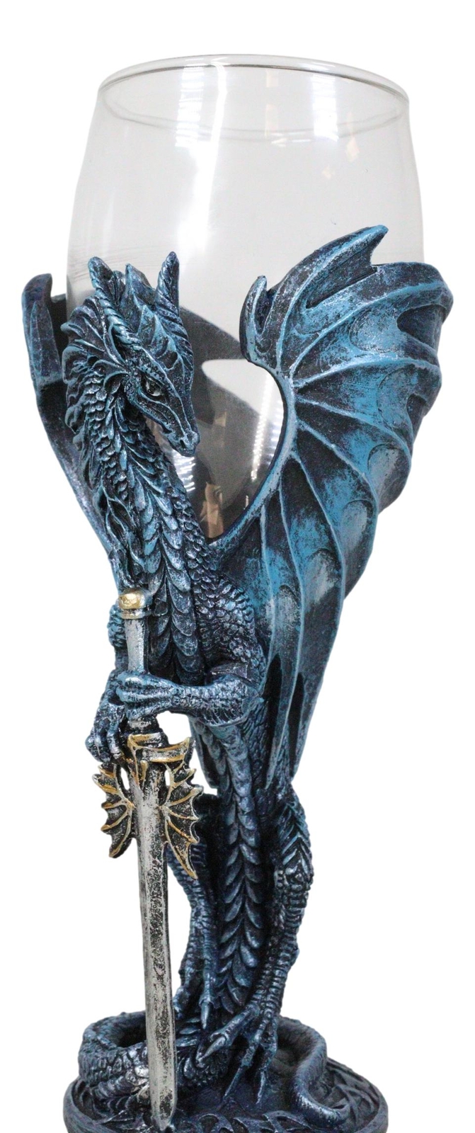 Fantasy Netherworld Blue Dragon Sea Blade Sword Glass Wine Goblet Chalice