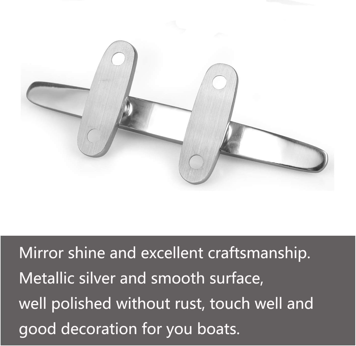 Boat Cleat, Small Dock Cleat 4 Inch Open Base, Heavy Duty 316 Stainless Steel, C