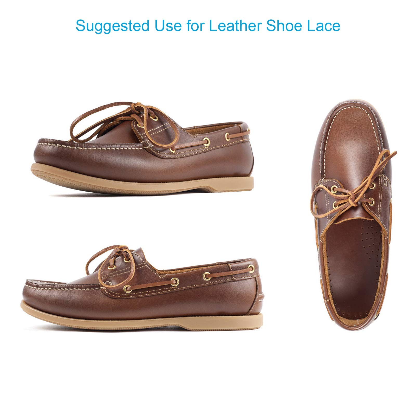 TeeLiy 3mm Flat Genuine Leather Cord, Strip Cord Braiding String Flat, Tan