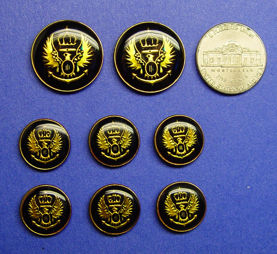 MICHAEL ANGELO Replacement Buttons Acrylic Face Gold/Black Crown Eagle Good Cond