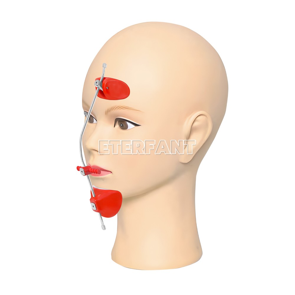 ETERFANT Dental Ortho Forward Pull Face Headgear Single Bar Blue/Red Adjustable