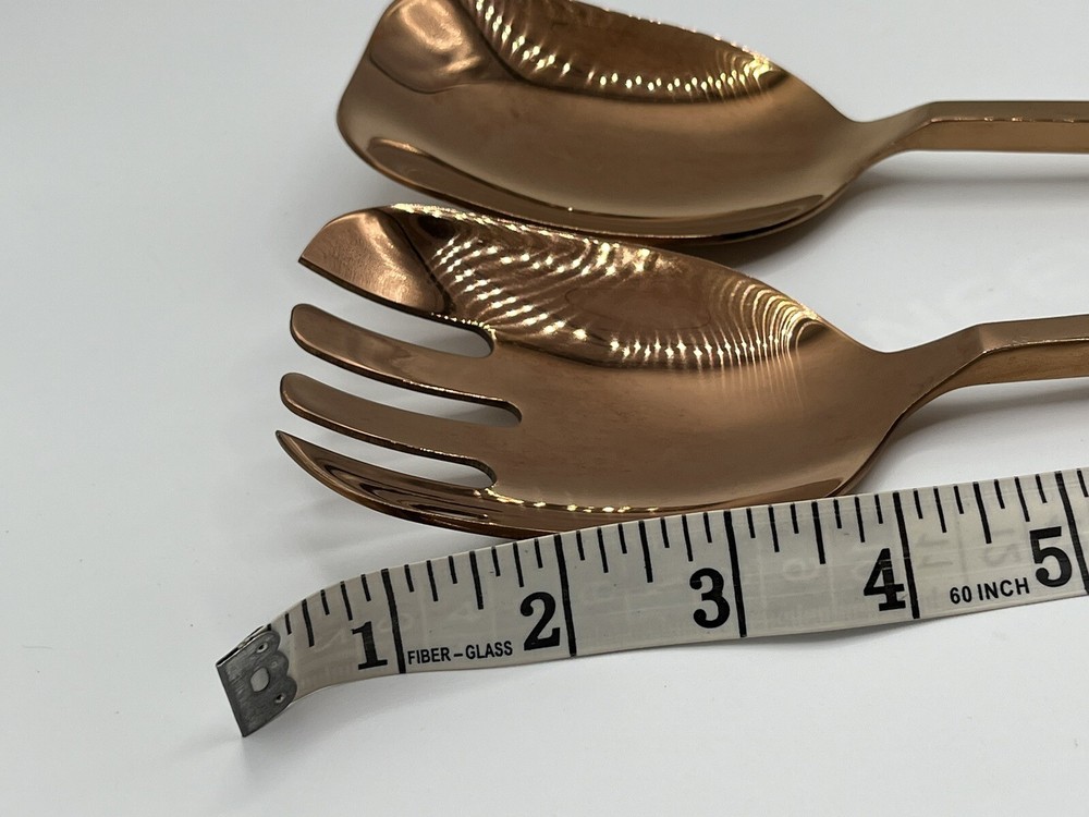 Copper MCM Style Salad Serving 2 Piece Set Long Handle 13"