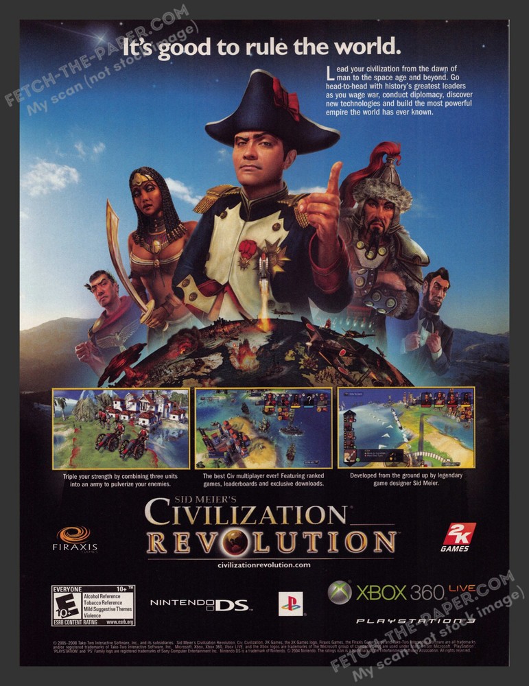 Sid Meier's Civilization Revolution 2000s Video Game Print Advertisement Ad 2008