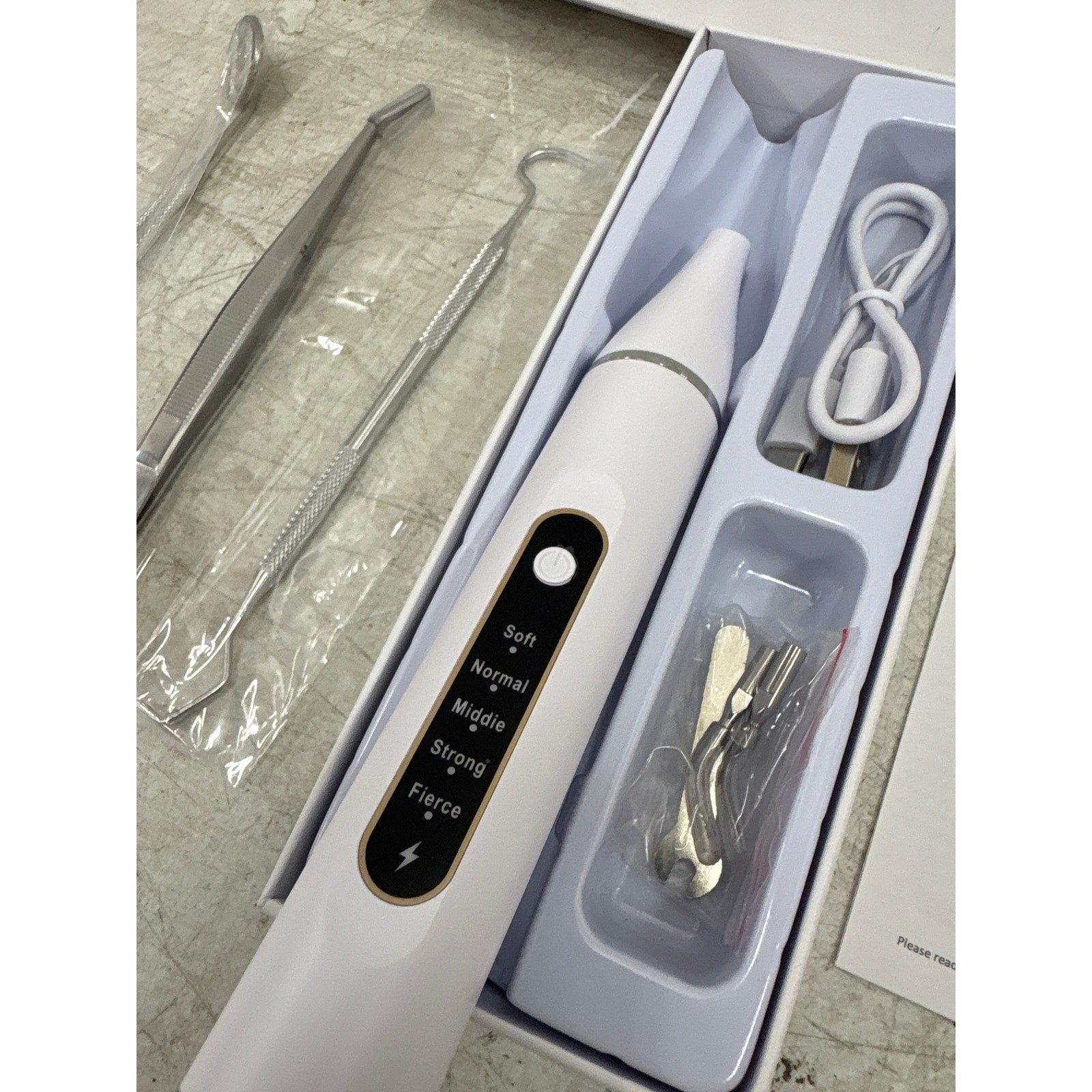 Ultrasonic Tooth Cleaner Tartar Plaque Remover Electric Dental Whiten Kit WHITE