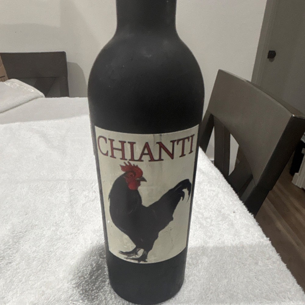 Black Bottle Shaped Bartender Kit..Rooster Pattern with Corkscrew & Wine Pourer