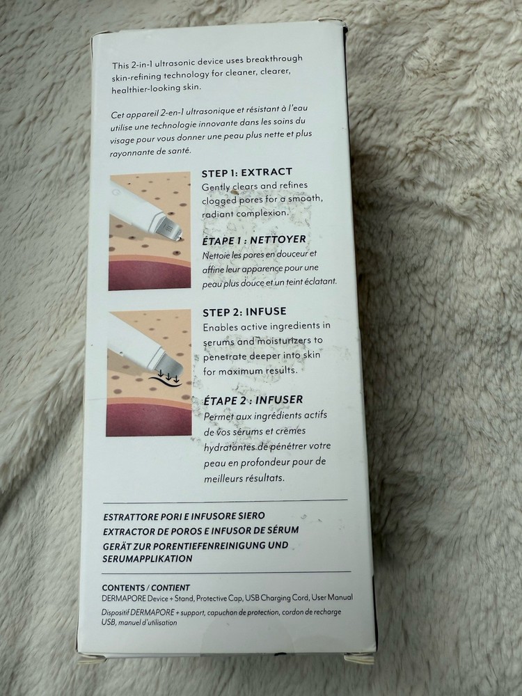 NEW DERMAFLASH DermaPore+ Ultrasonic Pore Extractor Stone