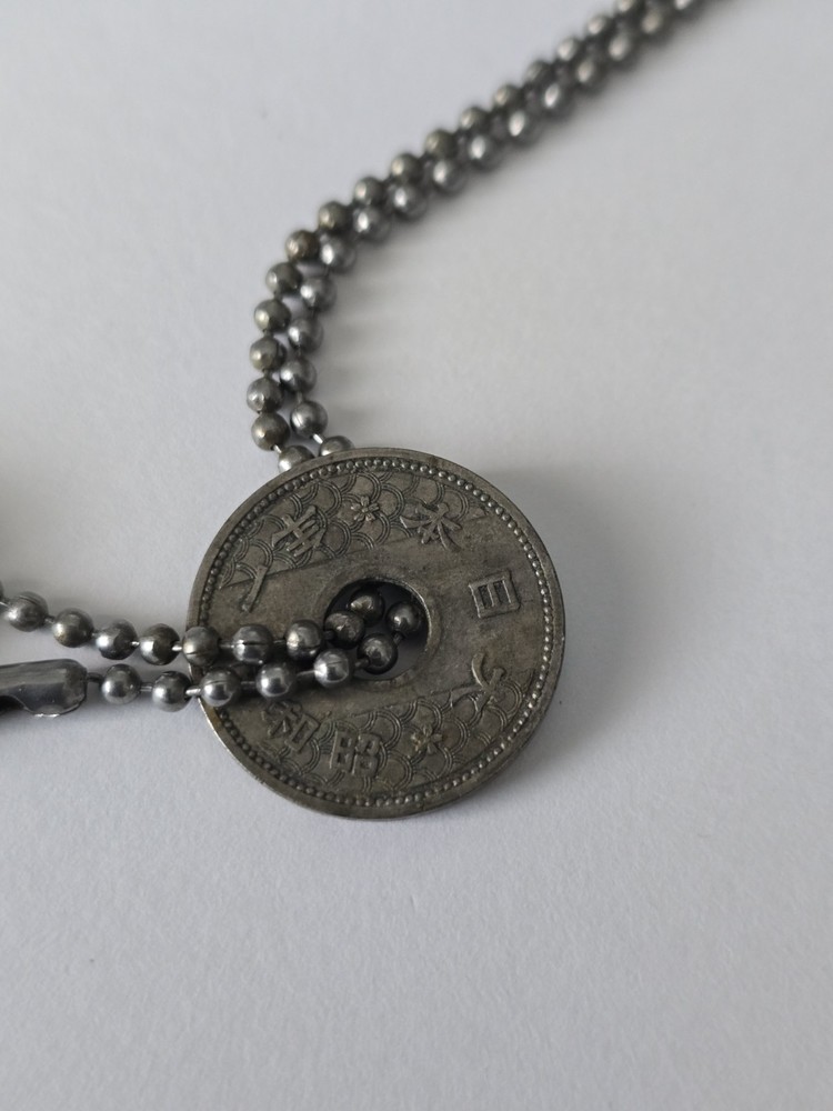 WWII US Army Dog Tag Charles A Buermann 37687857 T43 w/ Chain Coins