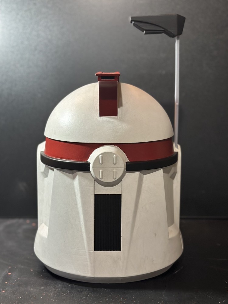 Red Phase 1 Clone Commando Helmet - Custom Finish - Sanded, Painted, Weathered