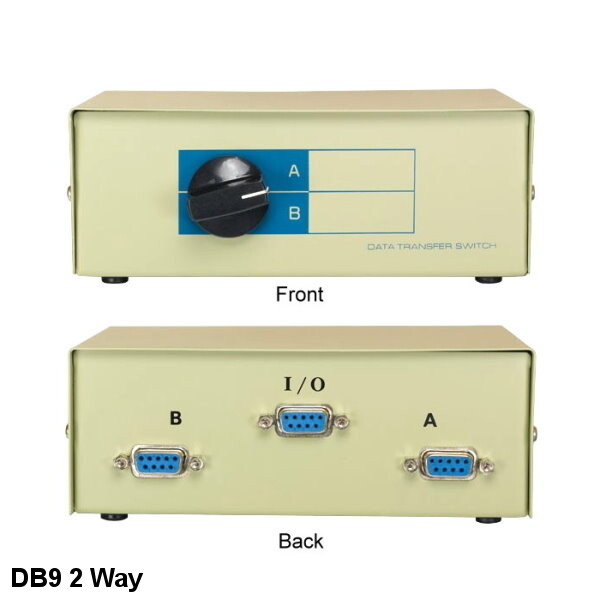 KNTK DB9 Female 2 Way Data Transfer Switch Box Rotary Type RS-232 D-Sub 9 Pin PC