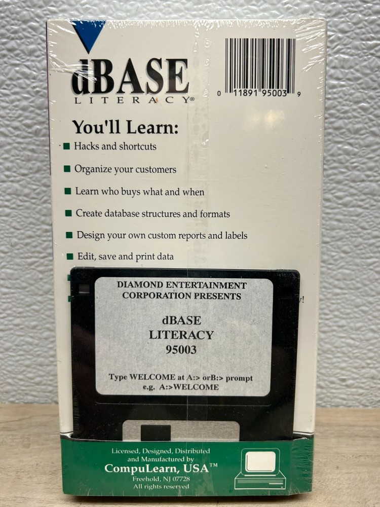 Vtg dBASE Literacy VHS With Floppy Disc For IBM & Compatible Computers Sealed