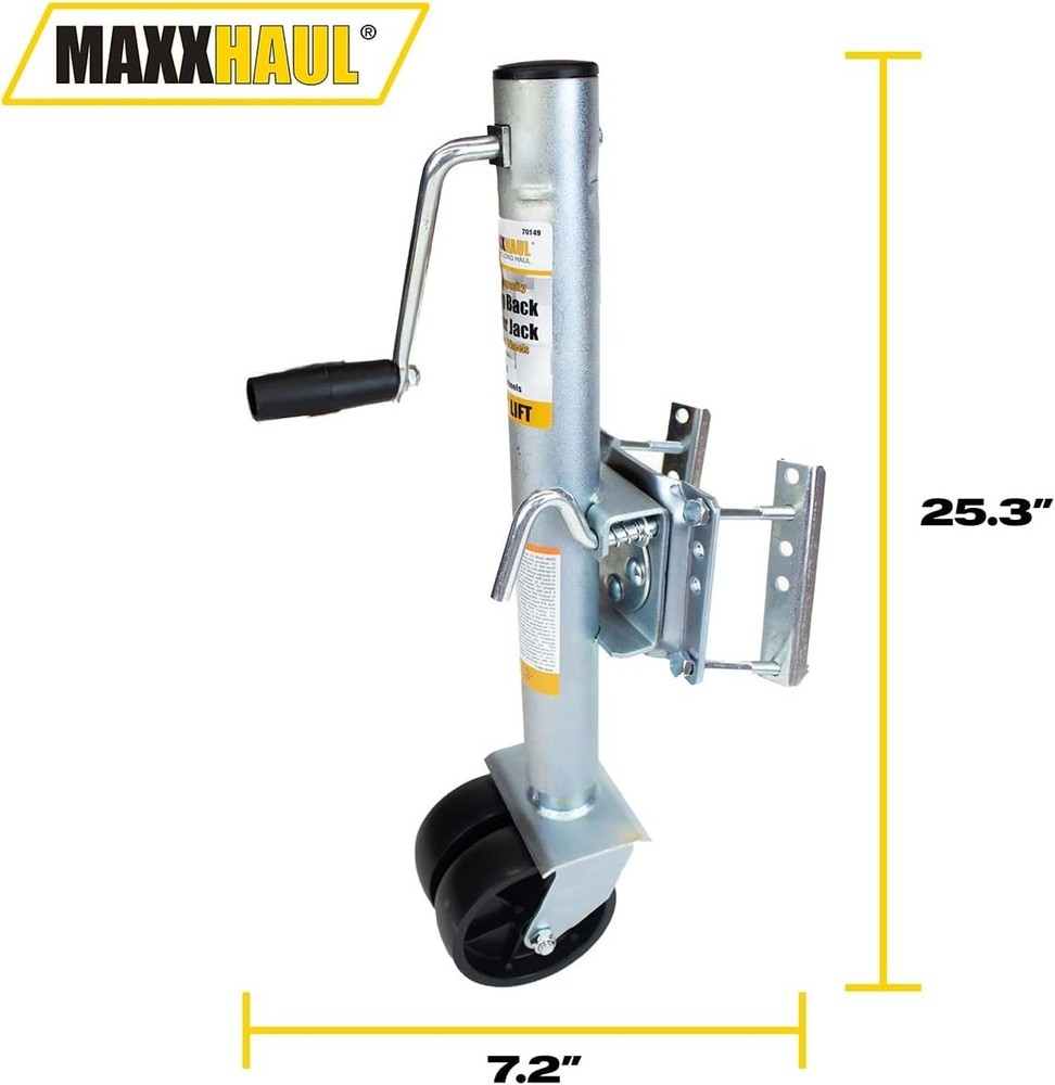 Mobile Trailer Support Jack with Side Wind Handle & Swing-Back Design