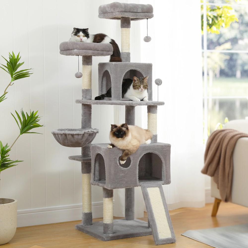 Large Cat Tree for Indoor Cats, Multi-Level Cat Tower with Scratching Posts