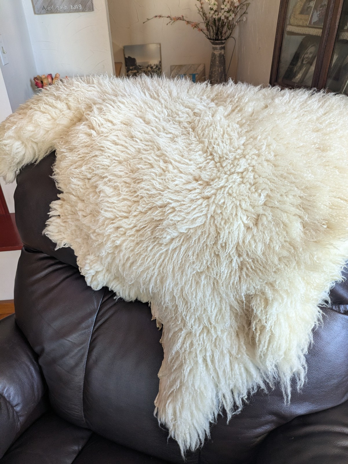 Champagne Color Curly Sheepskin Rug or Throw ,100% Natural Sheepskin