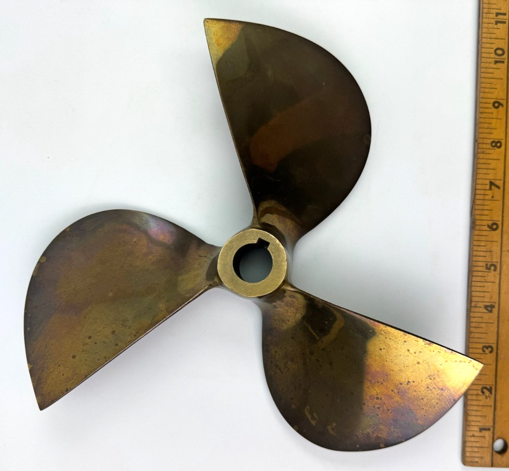 3 Blade Vintage Solid Brass Boat Propeller Good Condition