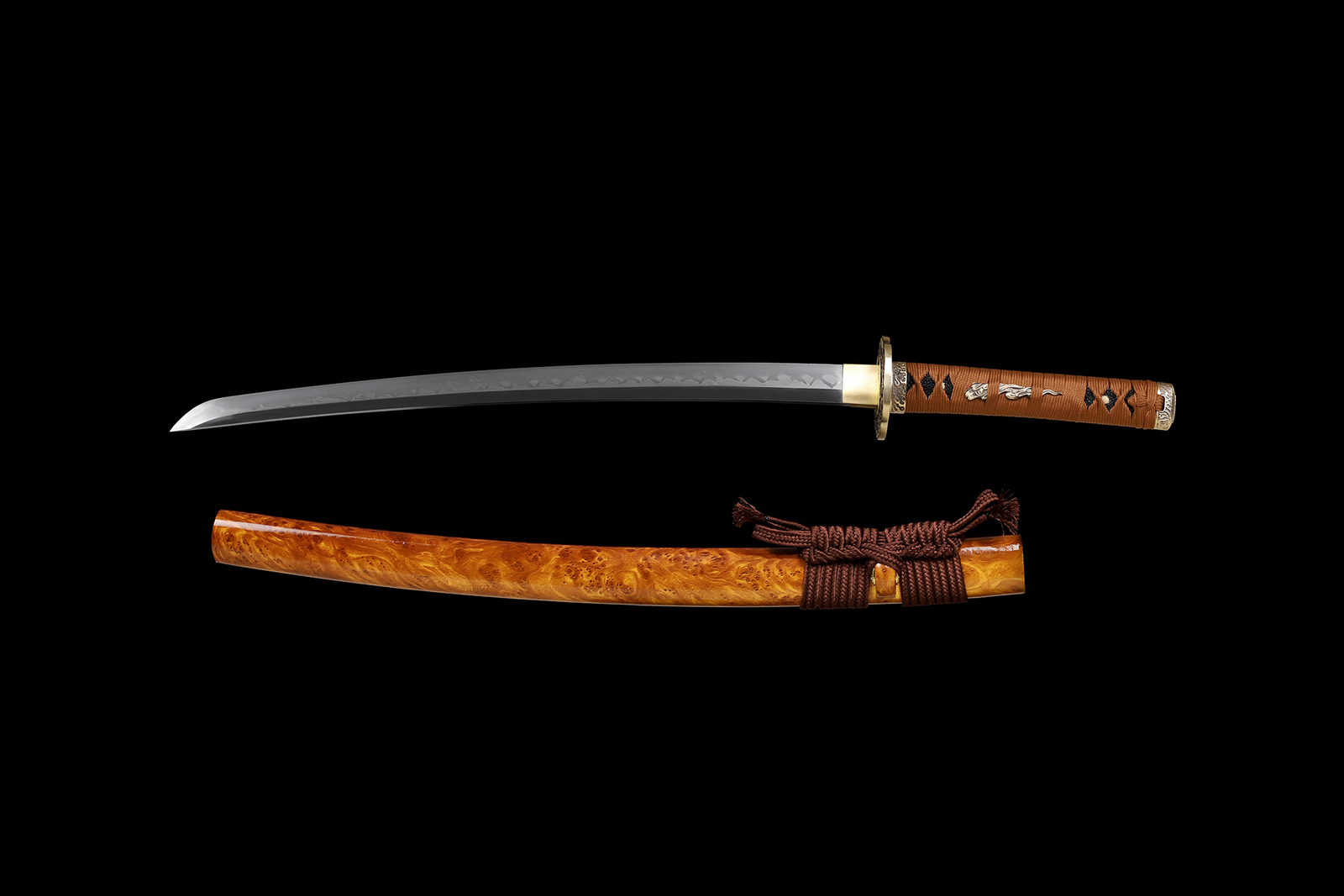 Japanese Samurai Katana Wakizashi Sword Clay Tempered L6 Steel Real Hamon