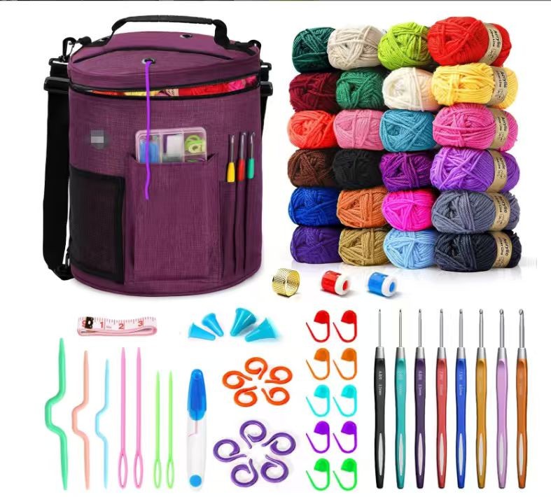 Complete Beginner Crochet Kit with Yarn Hooks Accessories & Storage Bag