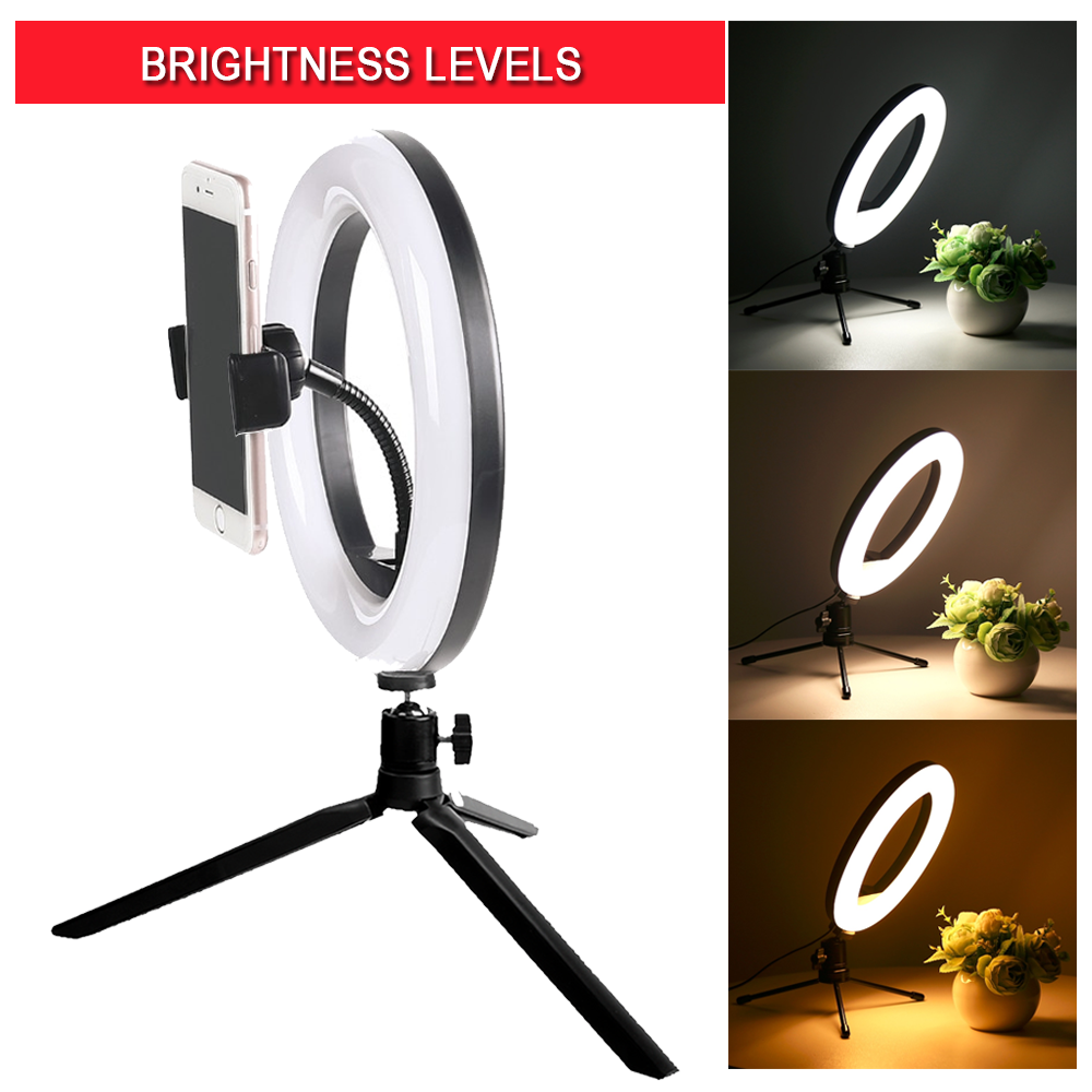 Vivitar 8 Inch LED Ring Light Dimmable Lamp for Iphone Smartphone