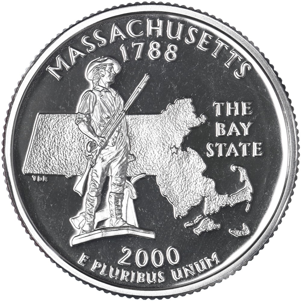 2000 S State Quarter Massachusetts Gem DCam Proof CN-Clad